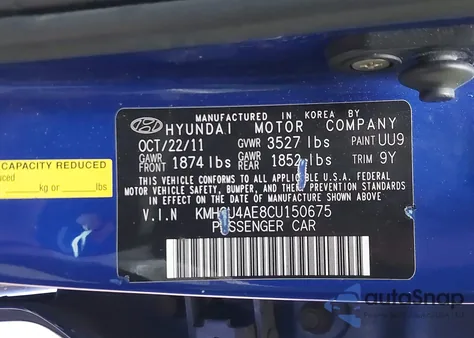 2012 Hyundai Accent Gls из США, поврежденный, VIN KMHCU4AE8CU150675